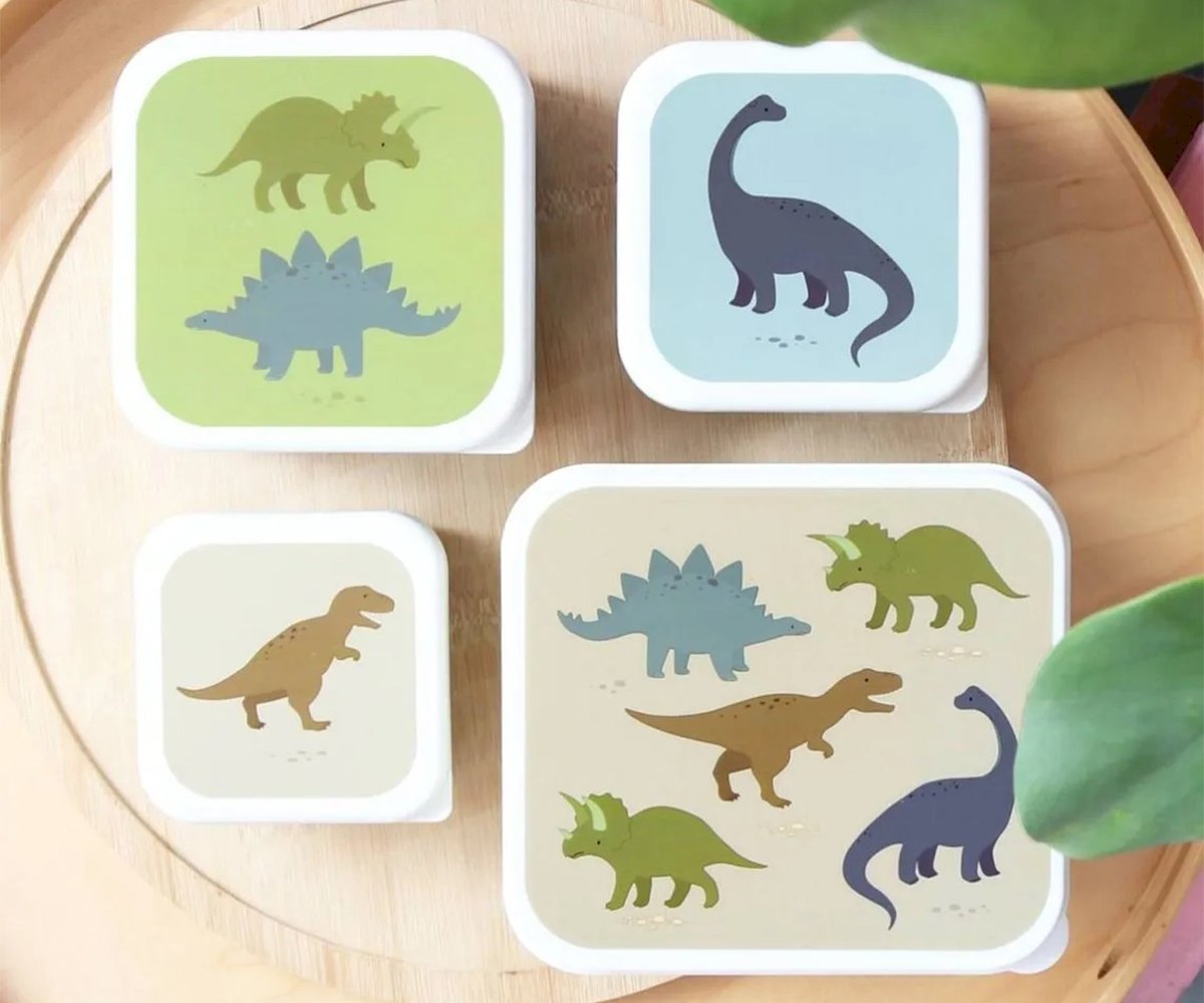 4 Cajitas Almuerzo y Snacks Dinosaurios