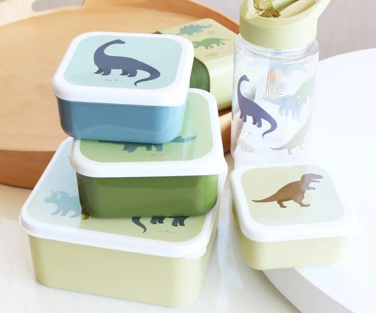 4 Cajitas Almuerzo y Snacks Dinosaurios