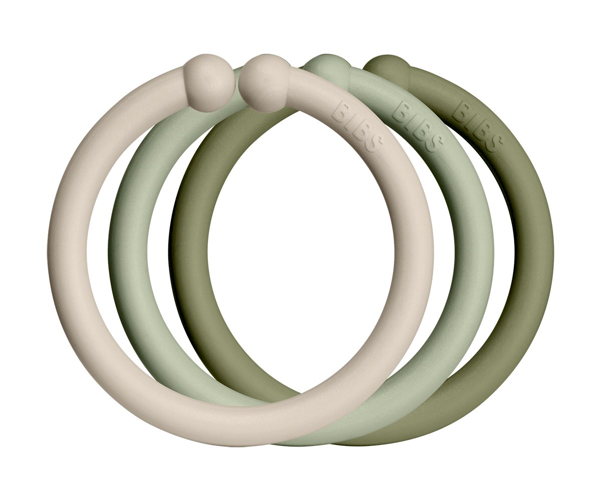 12 anneaux pour suspendre les jouets Loops Vanille/Sage/Olive