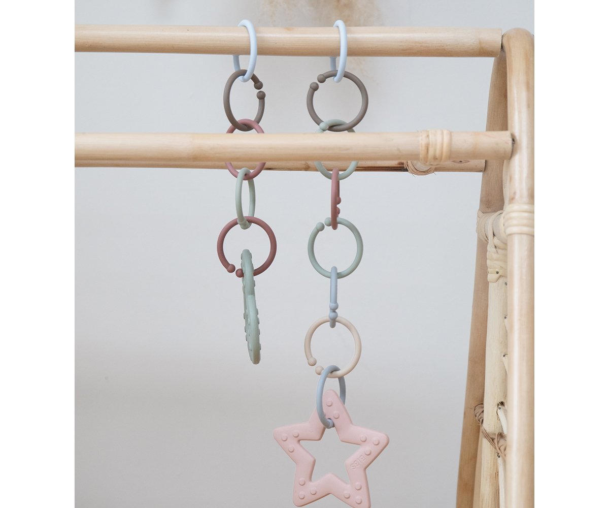 12 Anillas Cuelga Juguetes Loops Vanilla/Sage/Olive