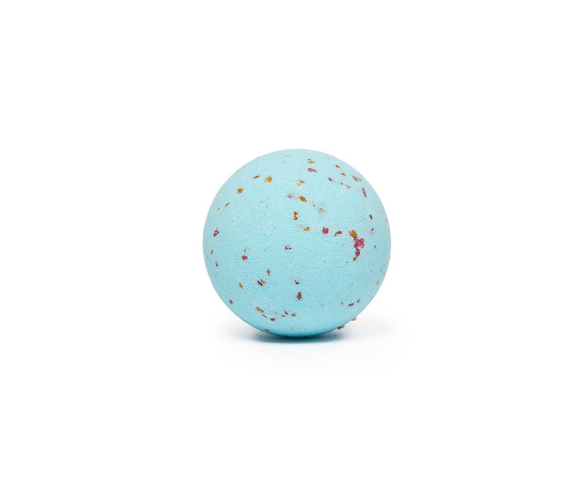 Bombe de Bain Effervescente Bleu Flocons Rouge