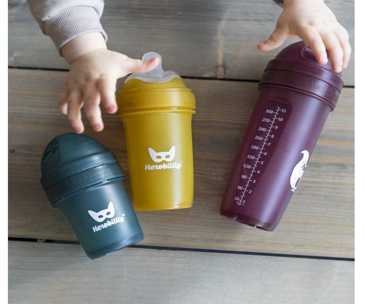 Biberón Anticólico Herobility Negro 340ml