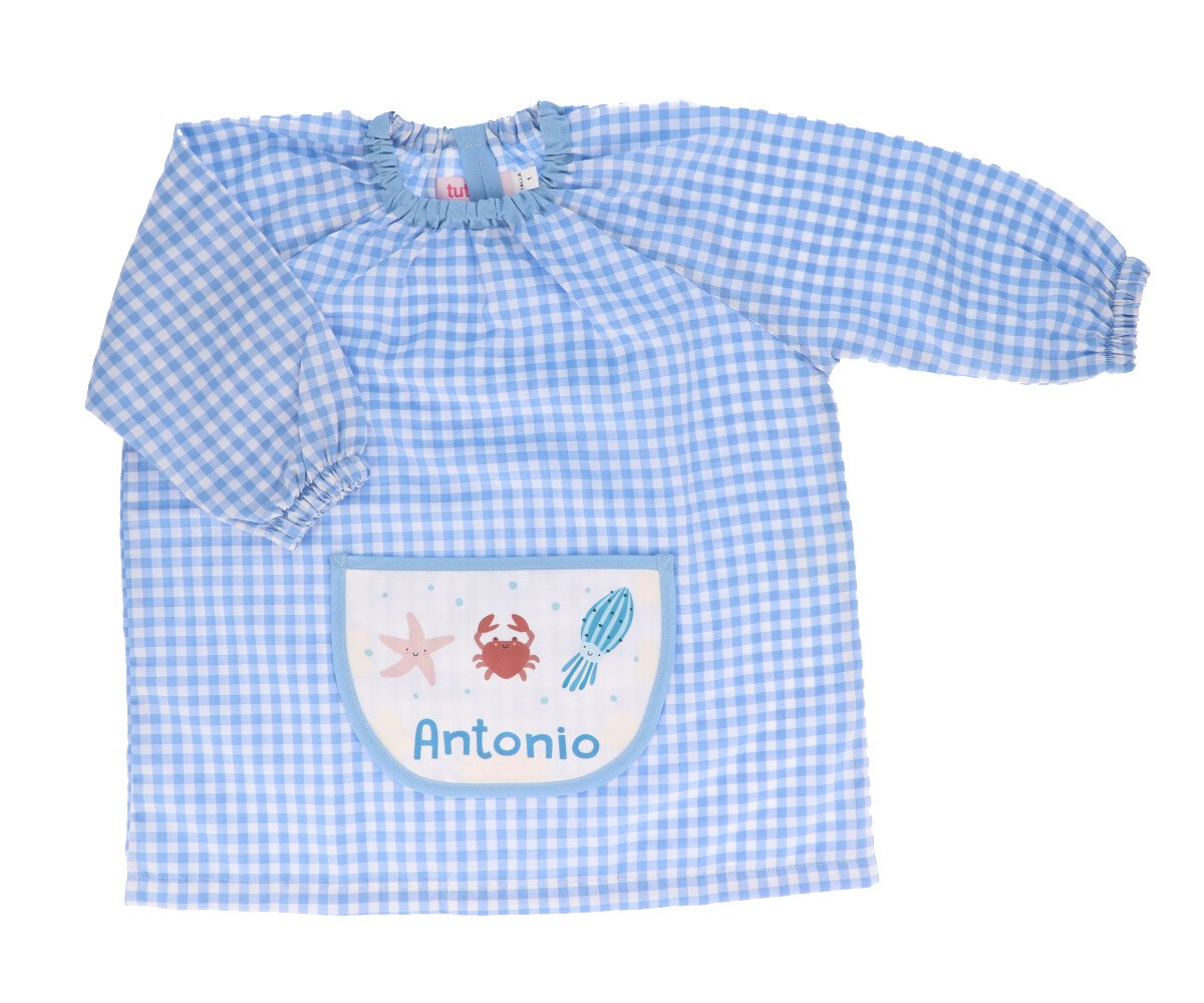 Grembiulino Vichy Personalizzato Tasca Centrale Ocean