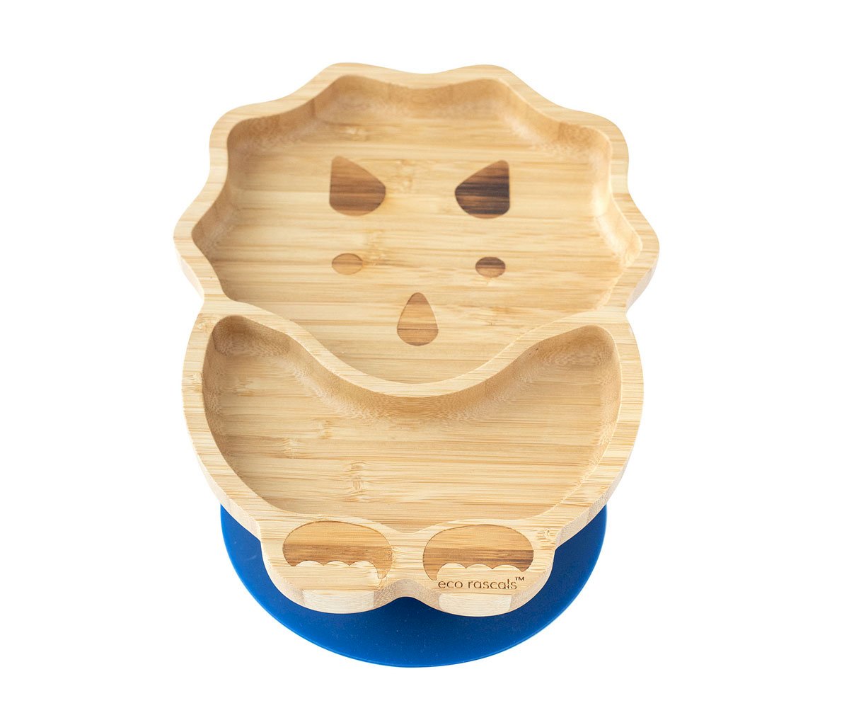 Assiette en Bambou avec Ventouse Dino Navy