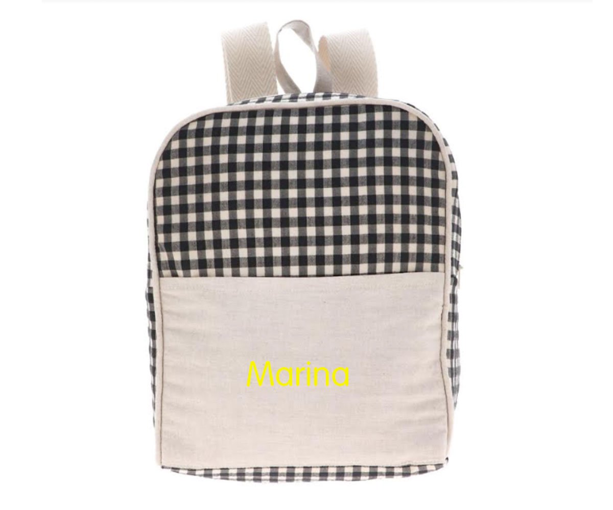 Sac à dos Vichy noir personnalisable