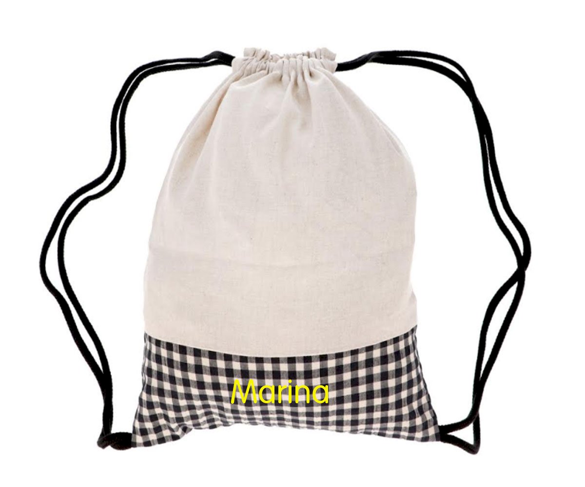 Mochila Saco Vichy Negro Personalizable