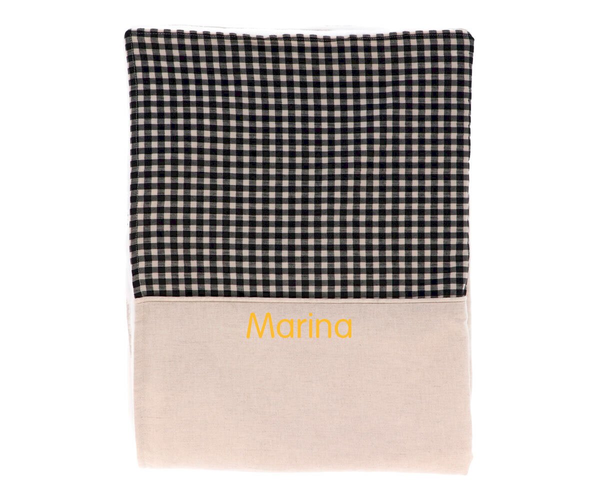 Couverture Coralina Vichy Noir Personnalisable