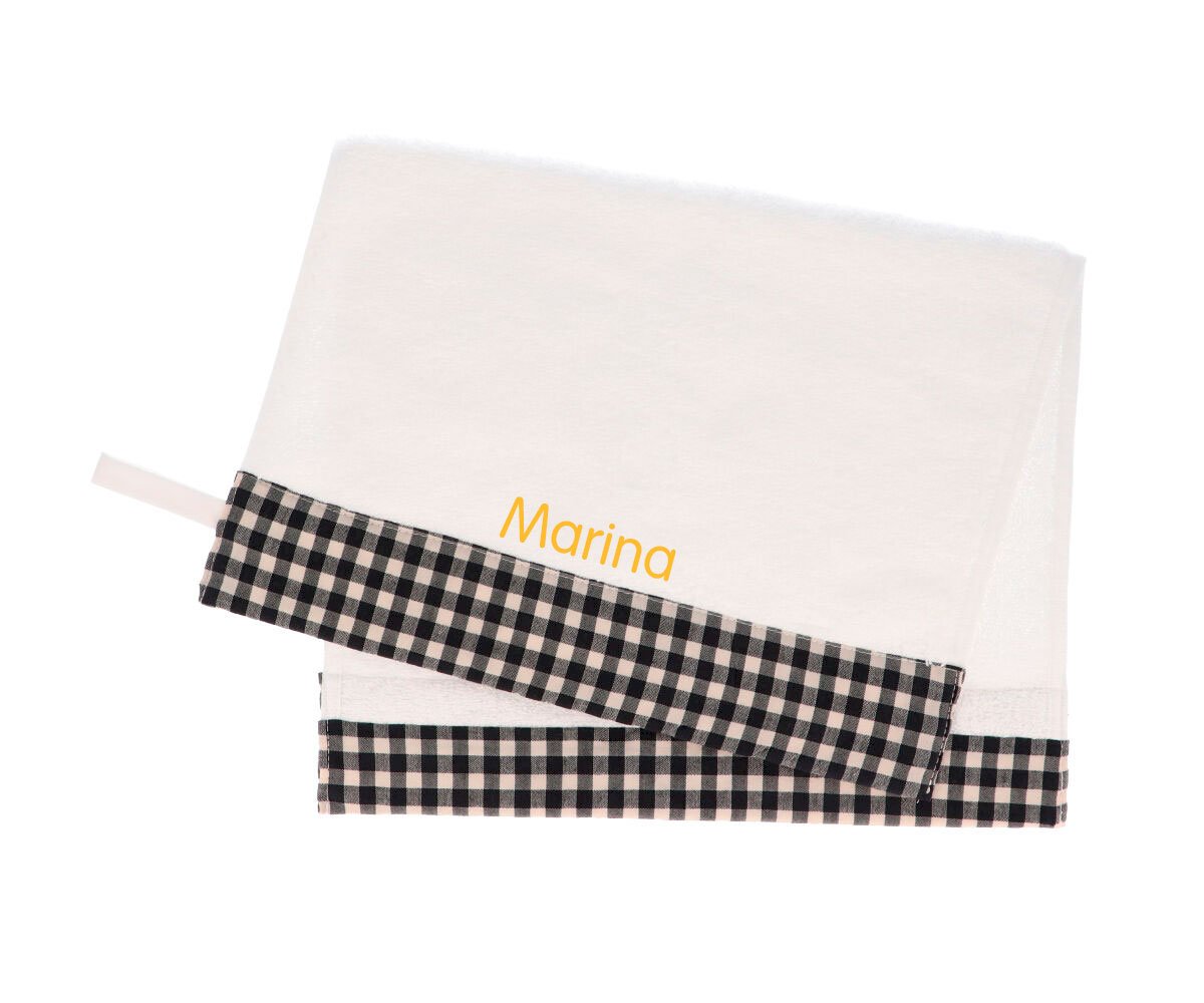 Toalla Guardería Vichy Negro Personalizable
