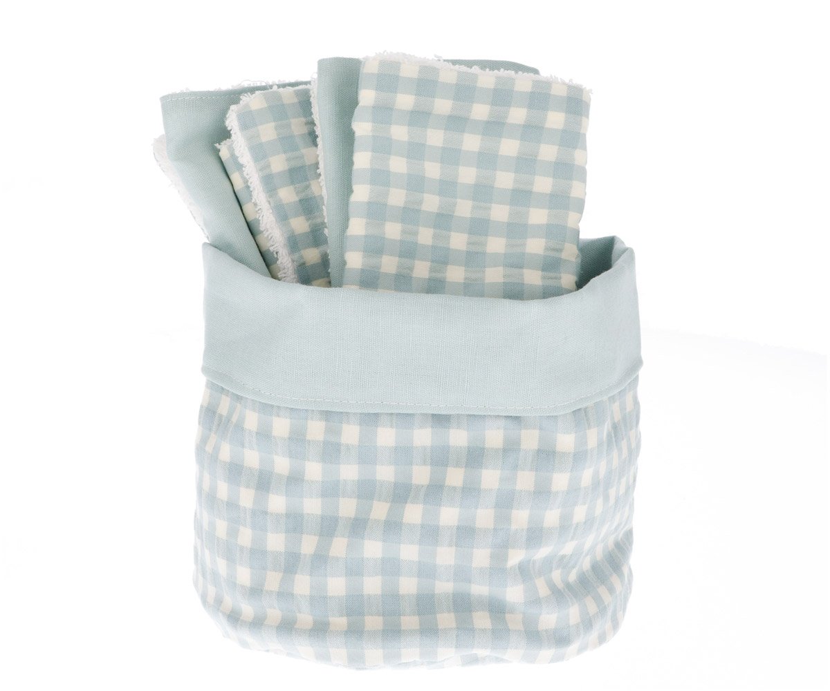 Cesta con Secababitas Vichy Verde Personalizable