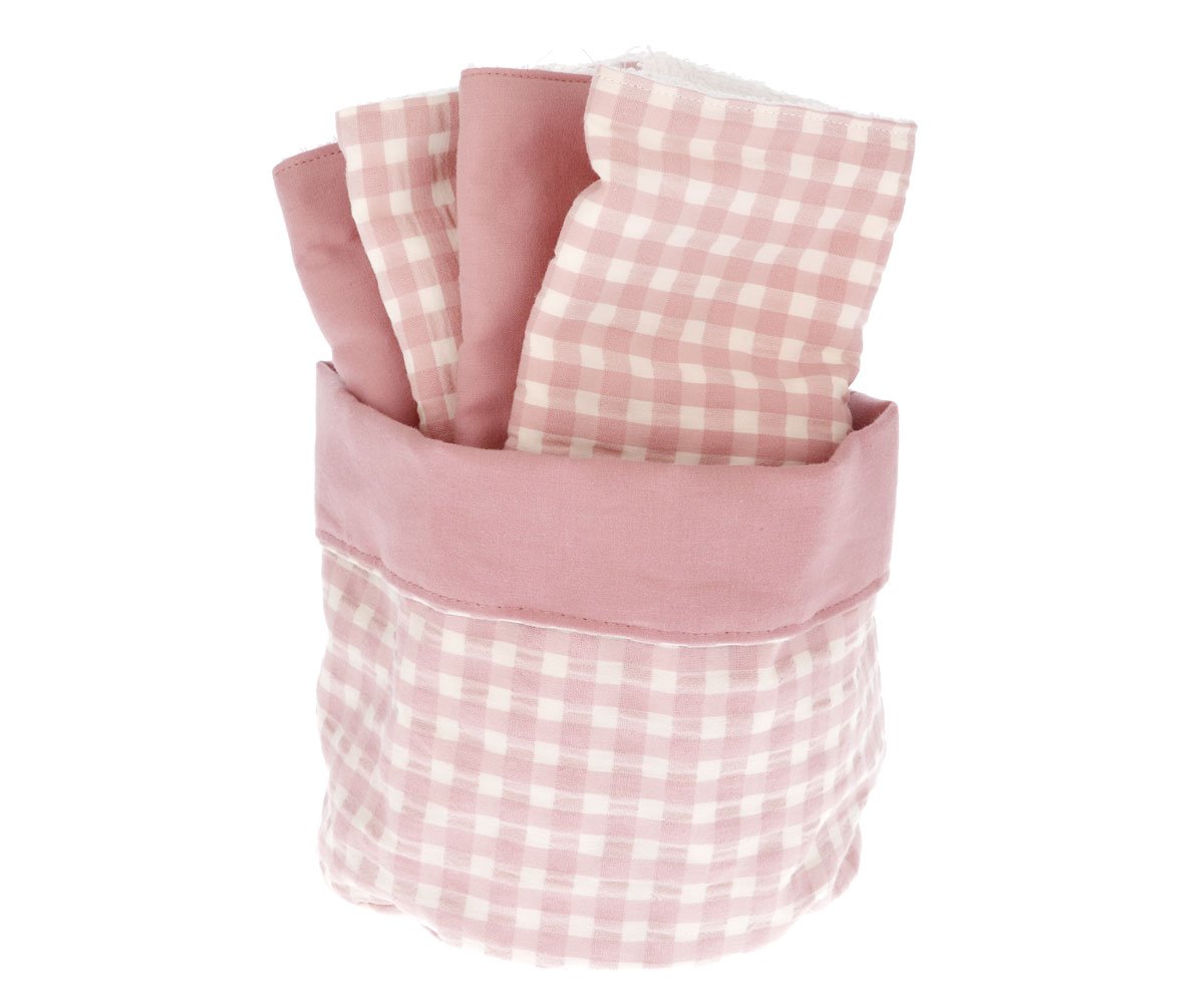 Cesta con Secababitas Vichy Rosa Personalizable