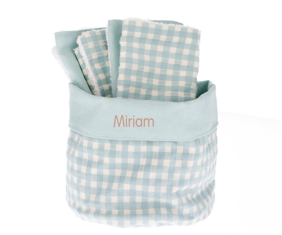 Cesta con Secababitas Vichy Verde Personalizable