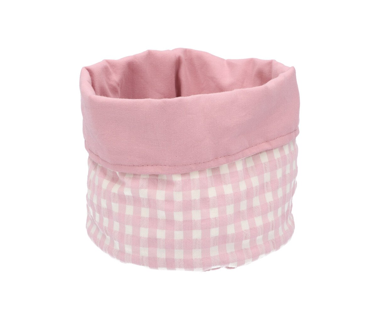 Cesta con Secababitas Vichy Rosa Personalizable