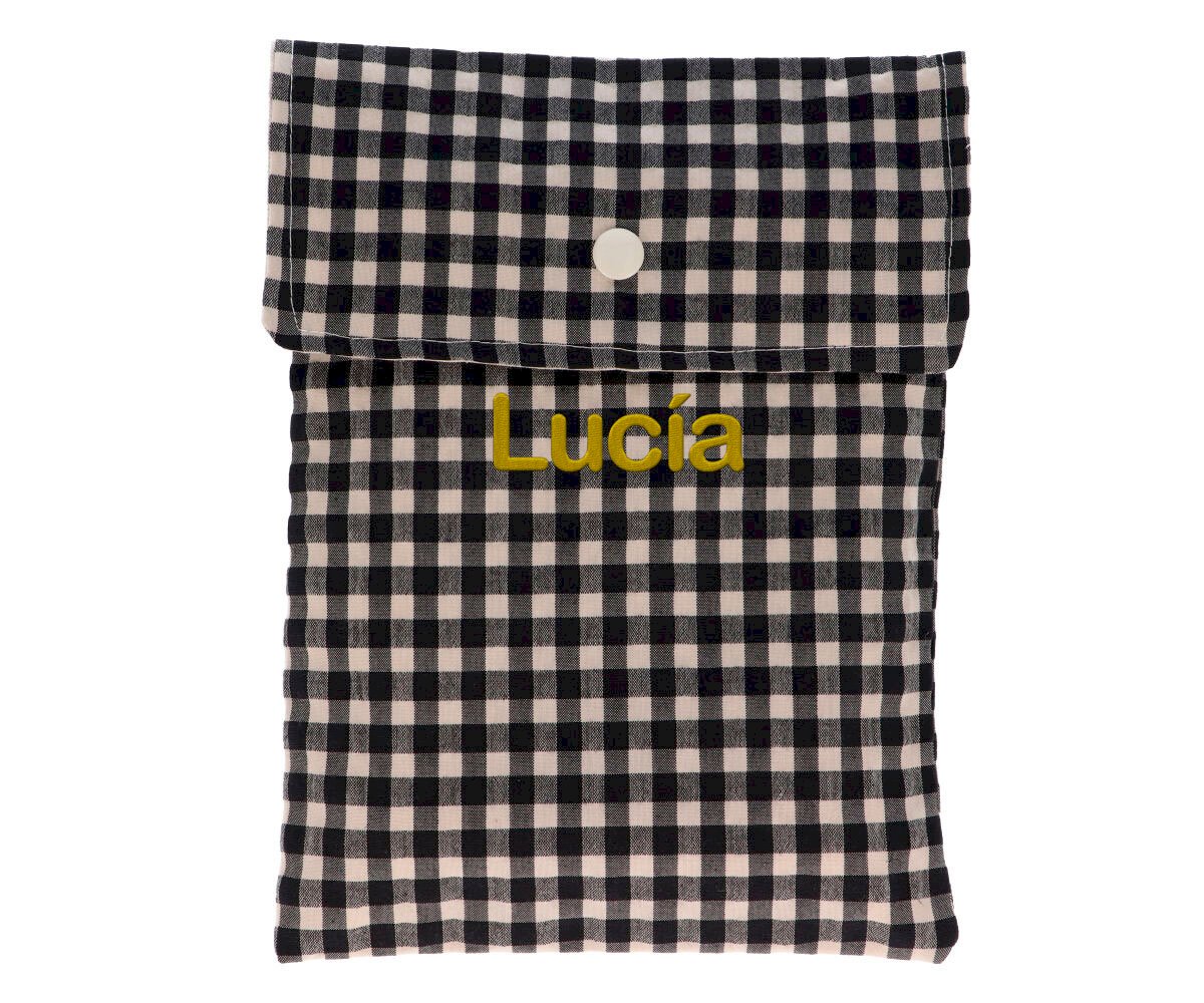 Bolsa para Pañales Vichy Negro Personalizable