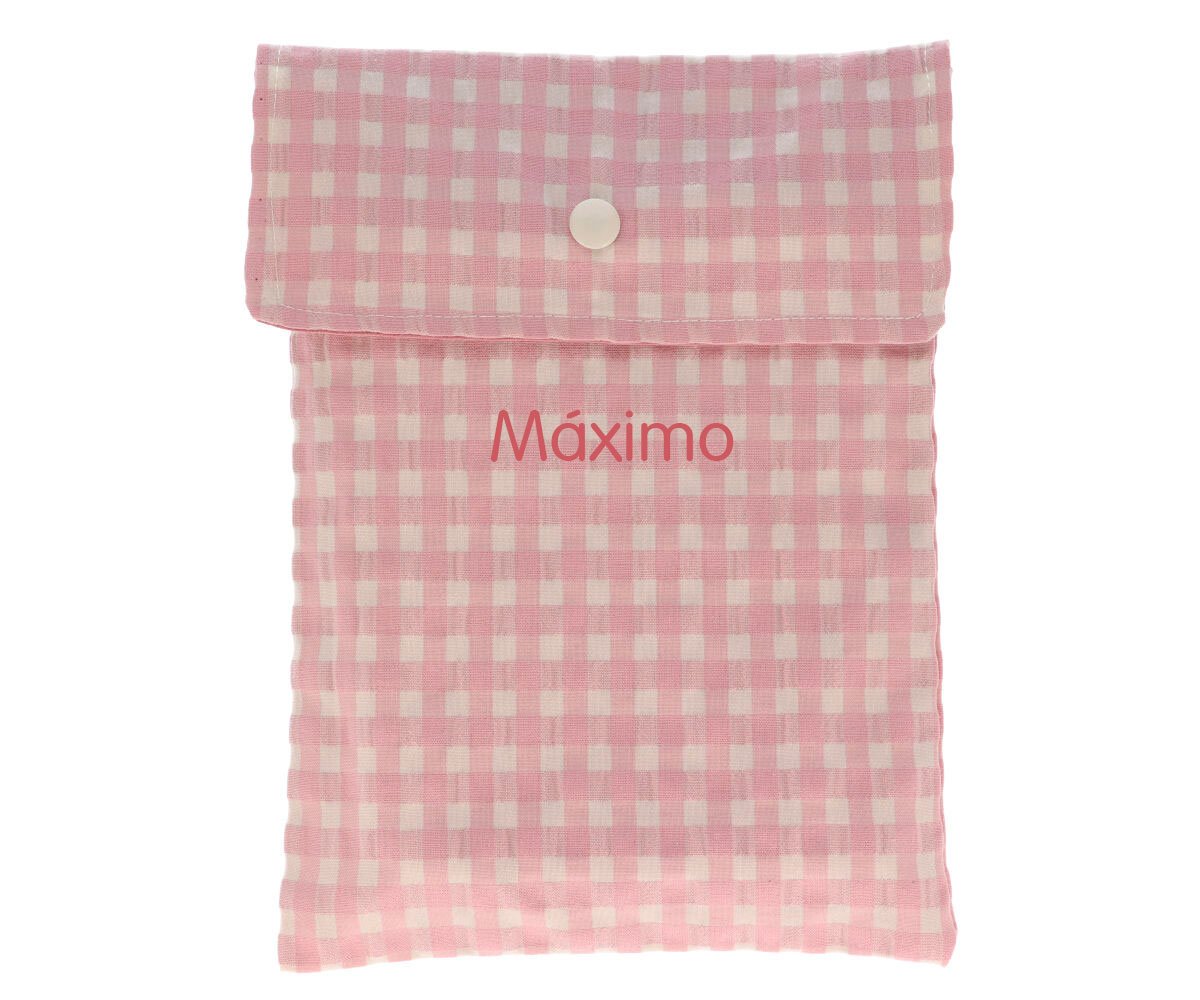Bolsa para Pañales Vichy Rosa Personalizable