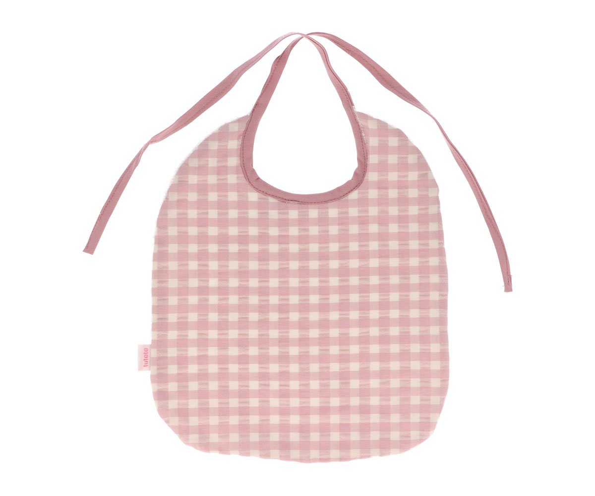 Babero Vichy Rosa Personalizable