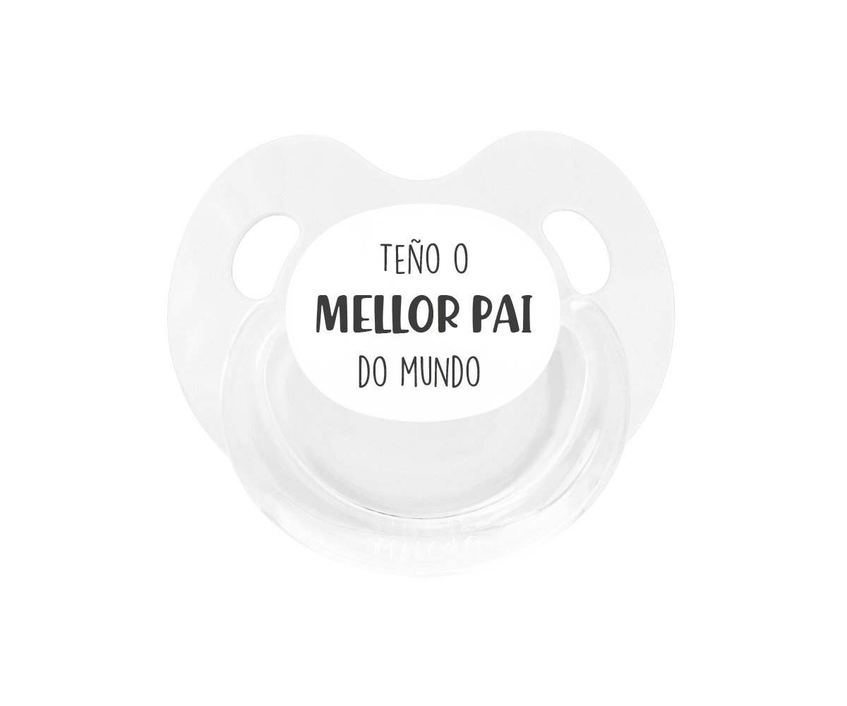 Chupete Retro Blanco Teño o mellor pai do mundo