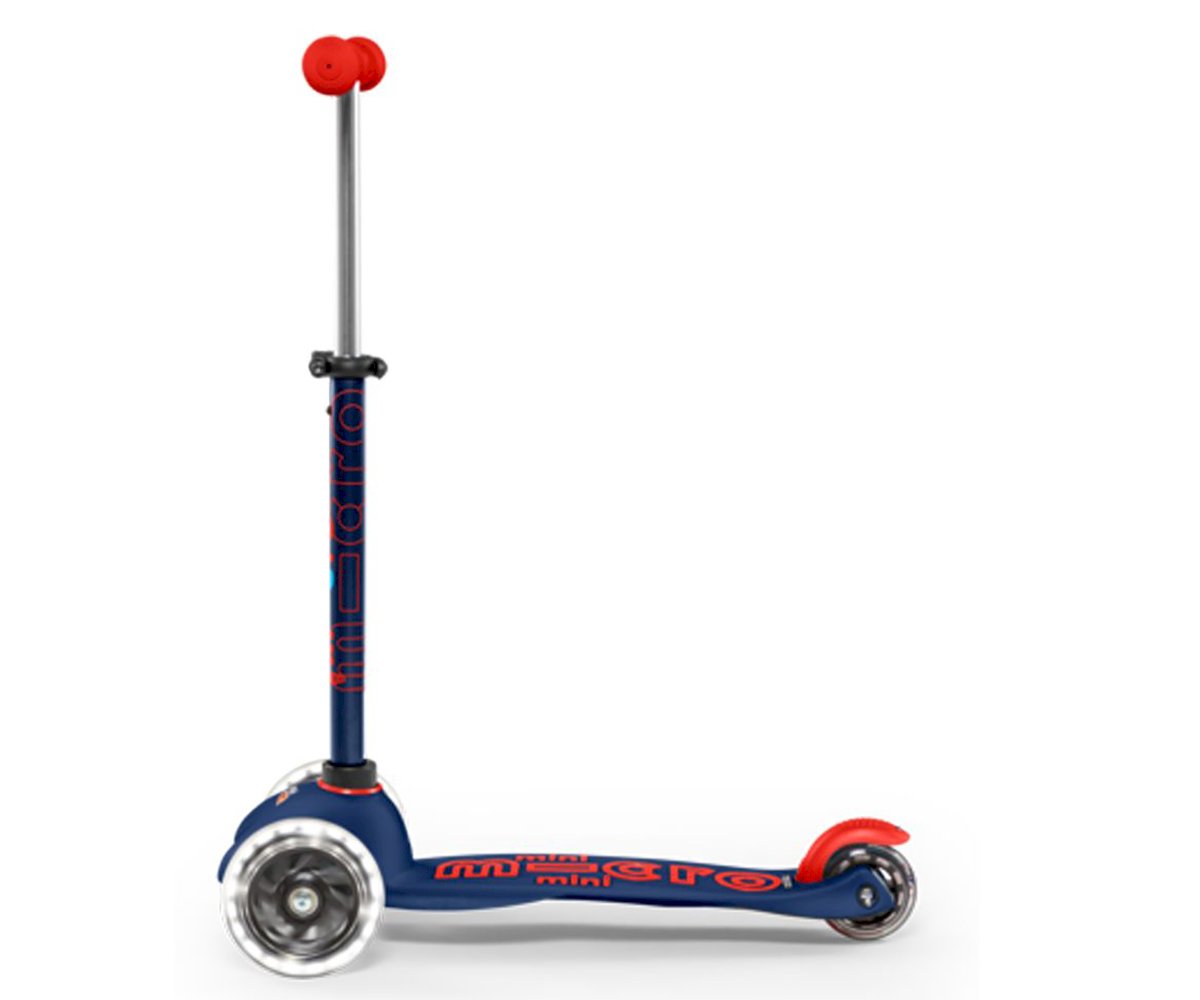 Trotinete Mini Micro Deluxe Marinho/Vermelho Luzes LED