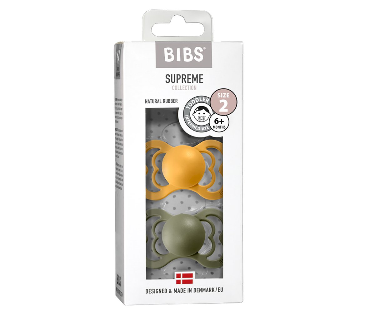 2 Chupetas BIBS Supreme Latéx Honey Bee/ Olive