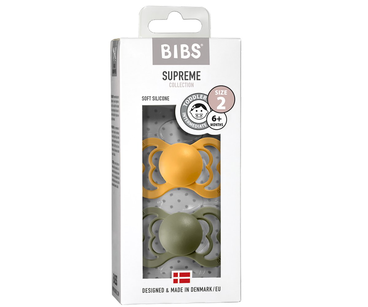 2 Chupetes BIBS Supreme Honey Bee/Olive Silicona