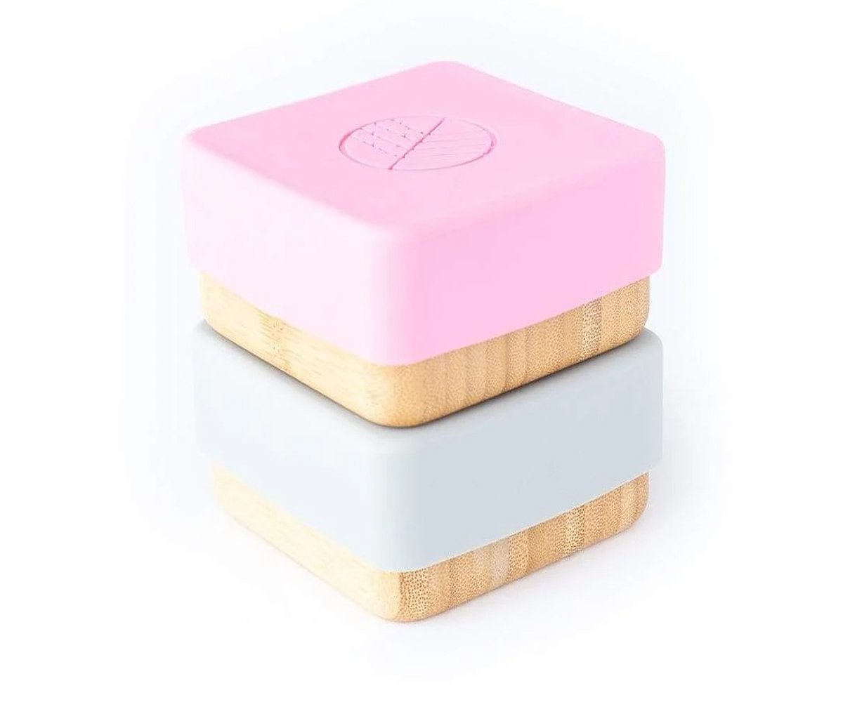 2 Cajitas para Snack de Bambú Rosa/Gris