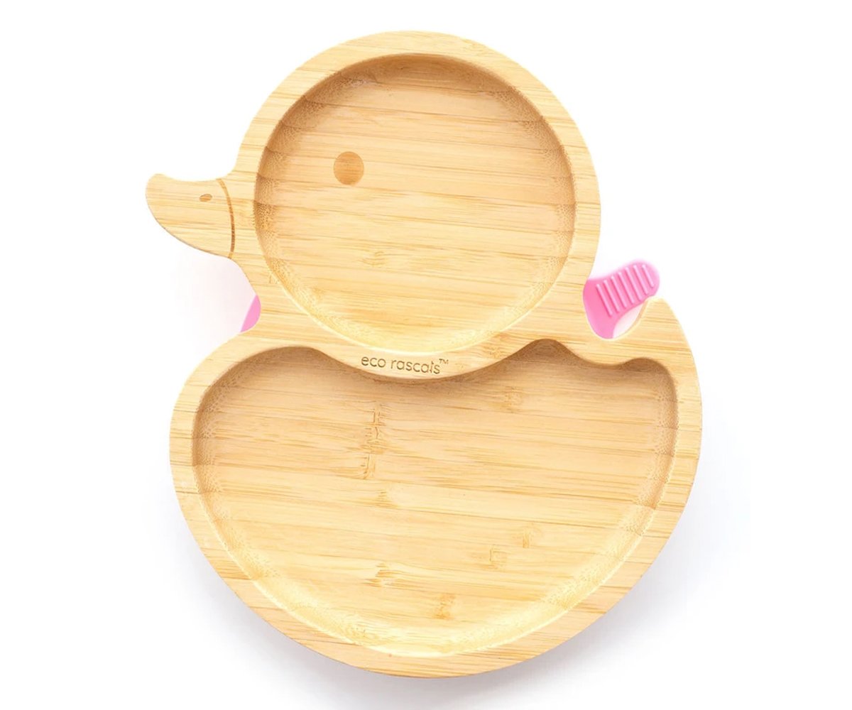 Plato Bambú con Ventosa Pato Azul