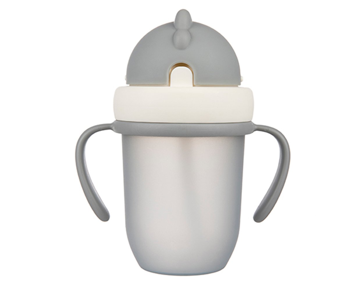 Taza con Pajita Silicona Matt Gris 210ml