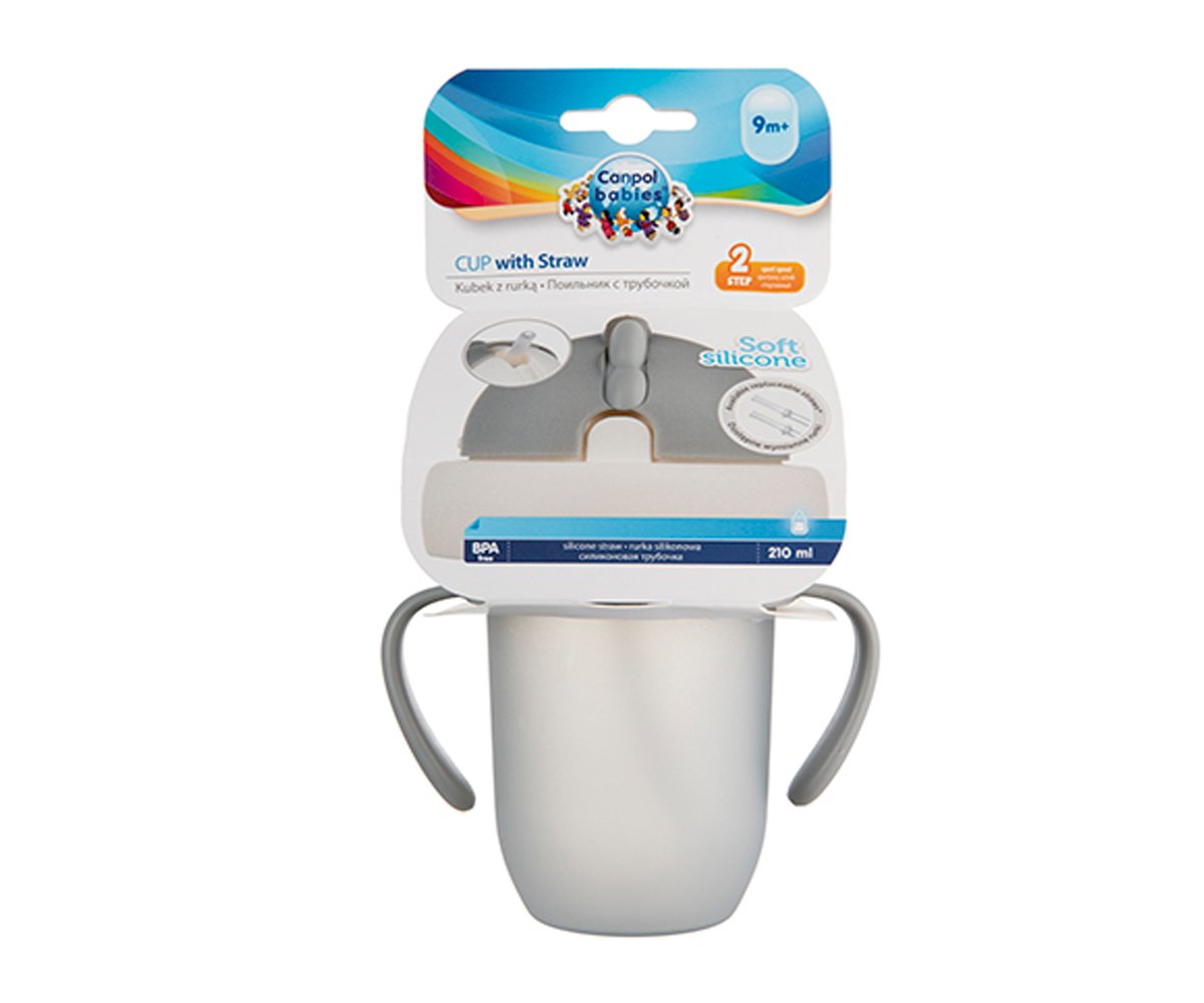 Taza con Pajita Silicona Matt Gris 210ml