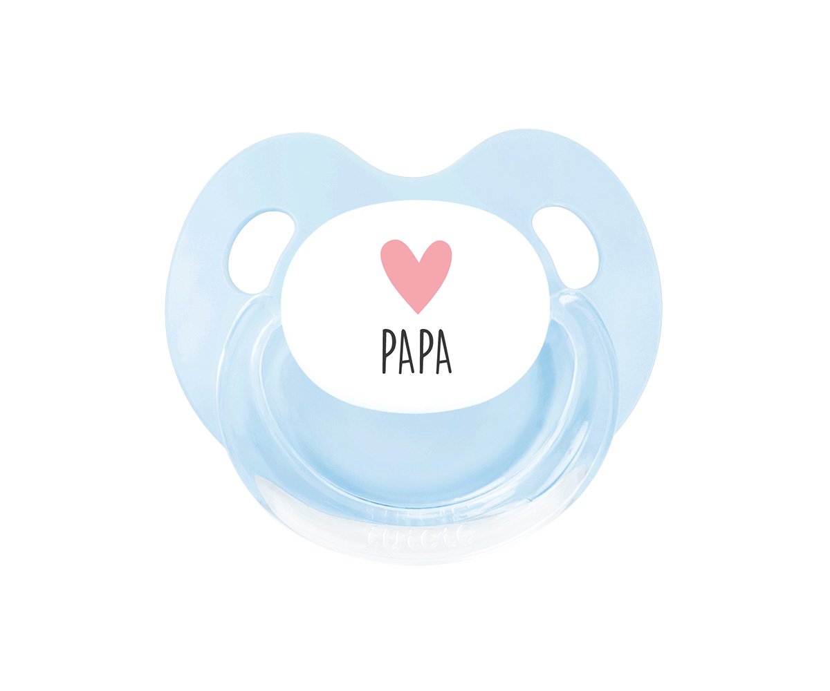 Sucette Rétro Bleue Papa coeur FR