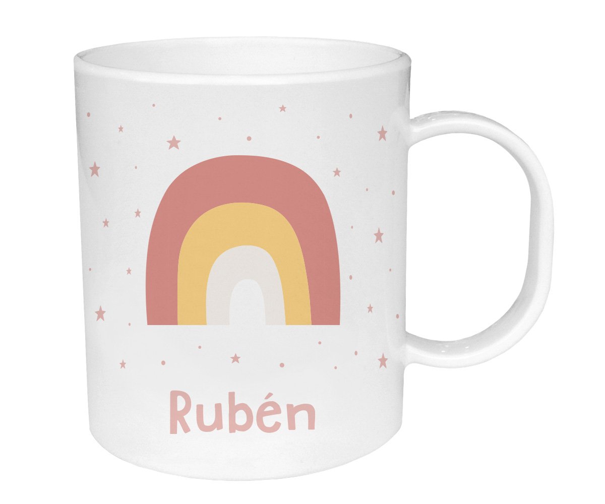 Tazza Plastica Personalizzata Arcobaleno Rosa