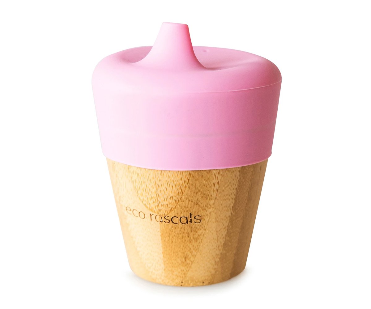Vaso Bambú Rosa con Tapa 190ml