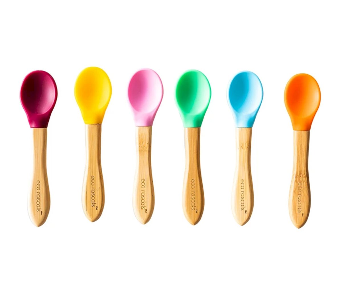 3 Cucharas Bambú Azul Verde Naranja