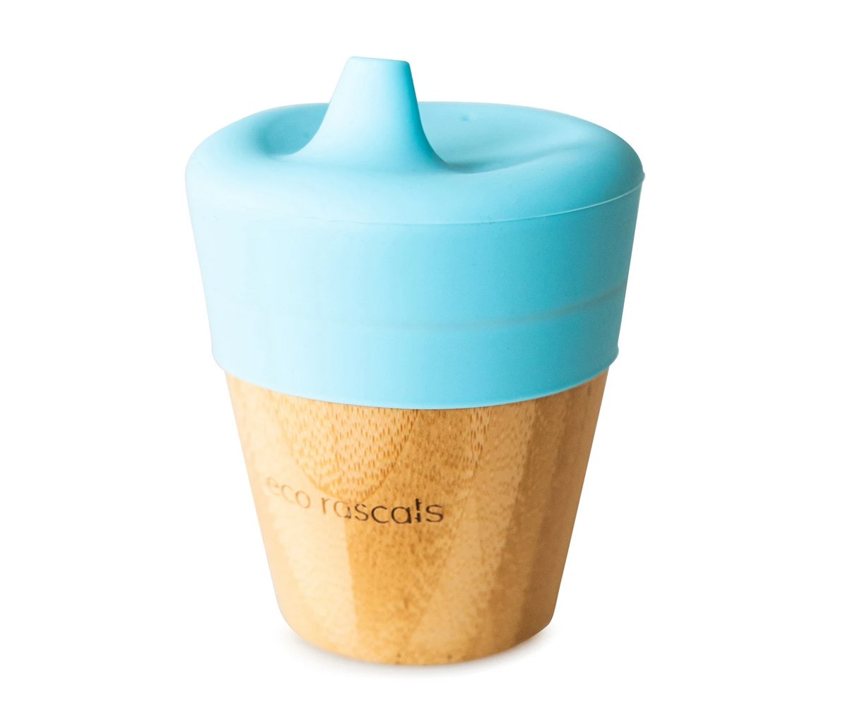 Vaso Bambú Azul con Tapa 190ml