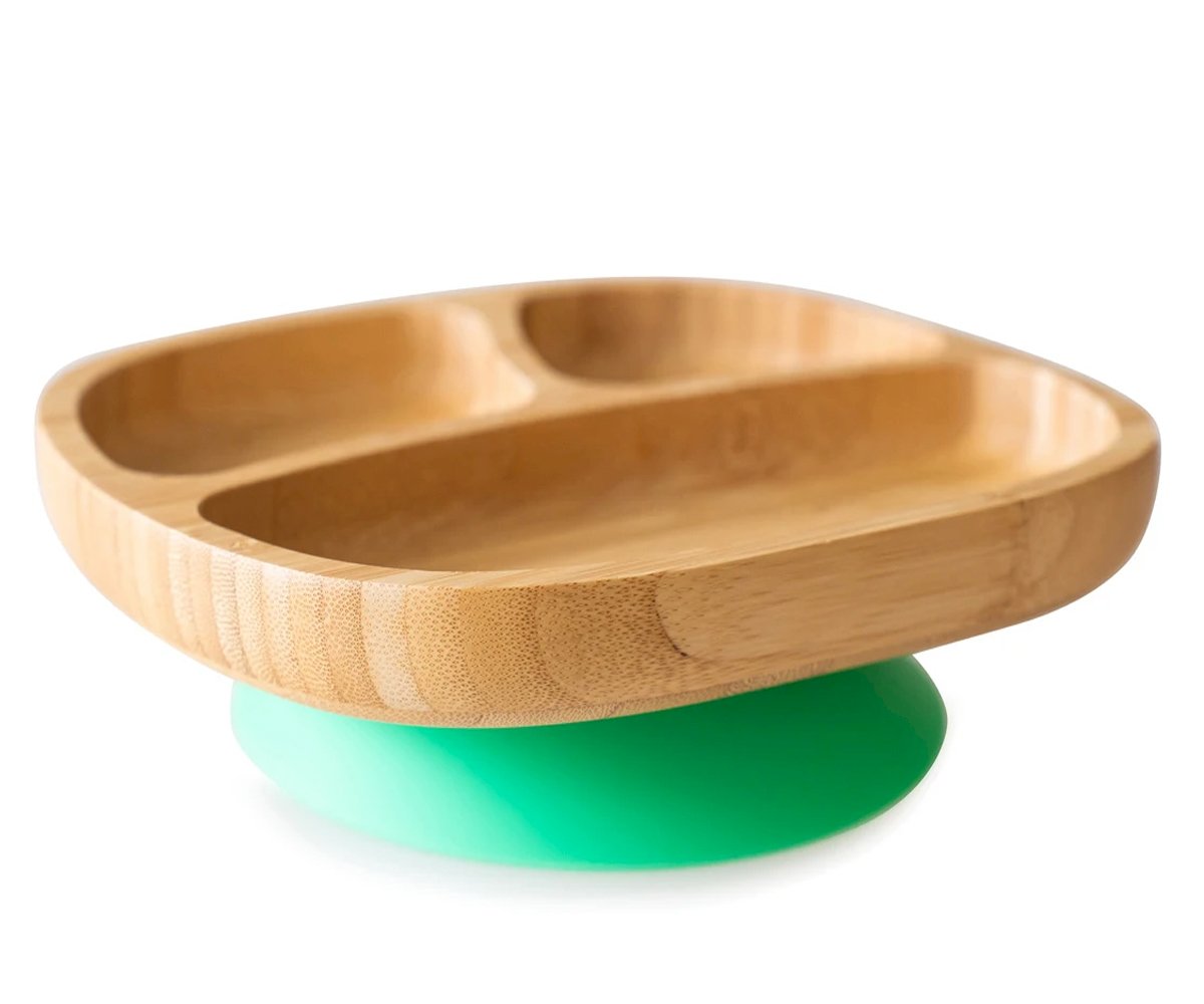 Plato Bambú con Ventosa Toddler Verde