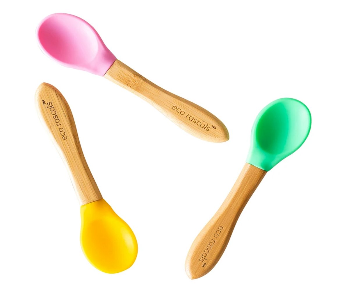 3 Cucharas Bambú Rosa Verde Amarilla