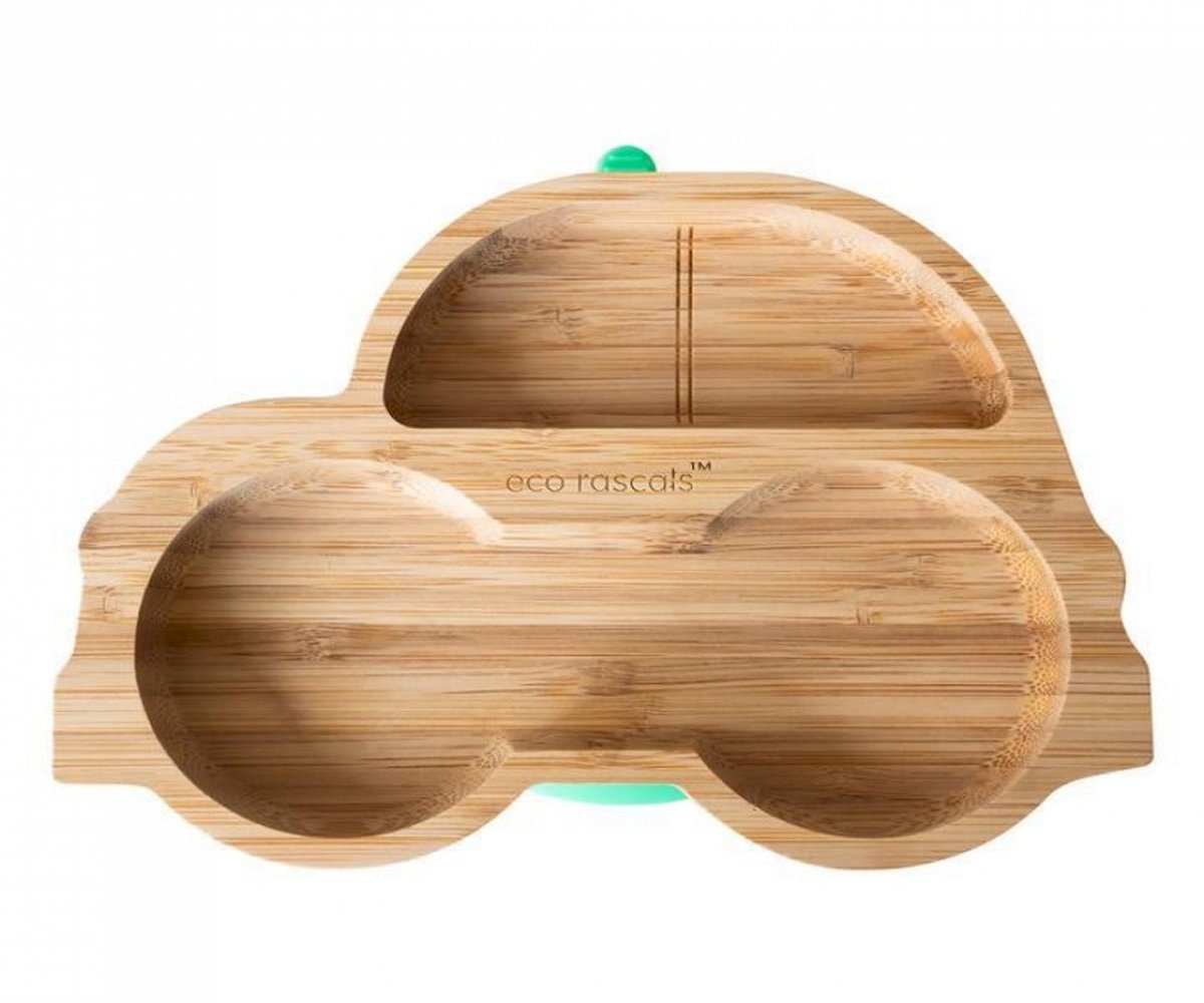 Piatto Ventosa Eco Bambù Auto Azzurro