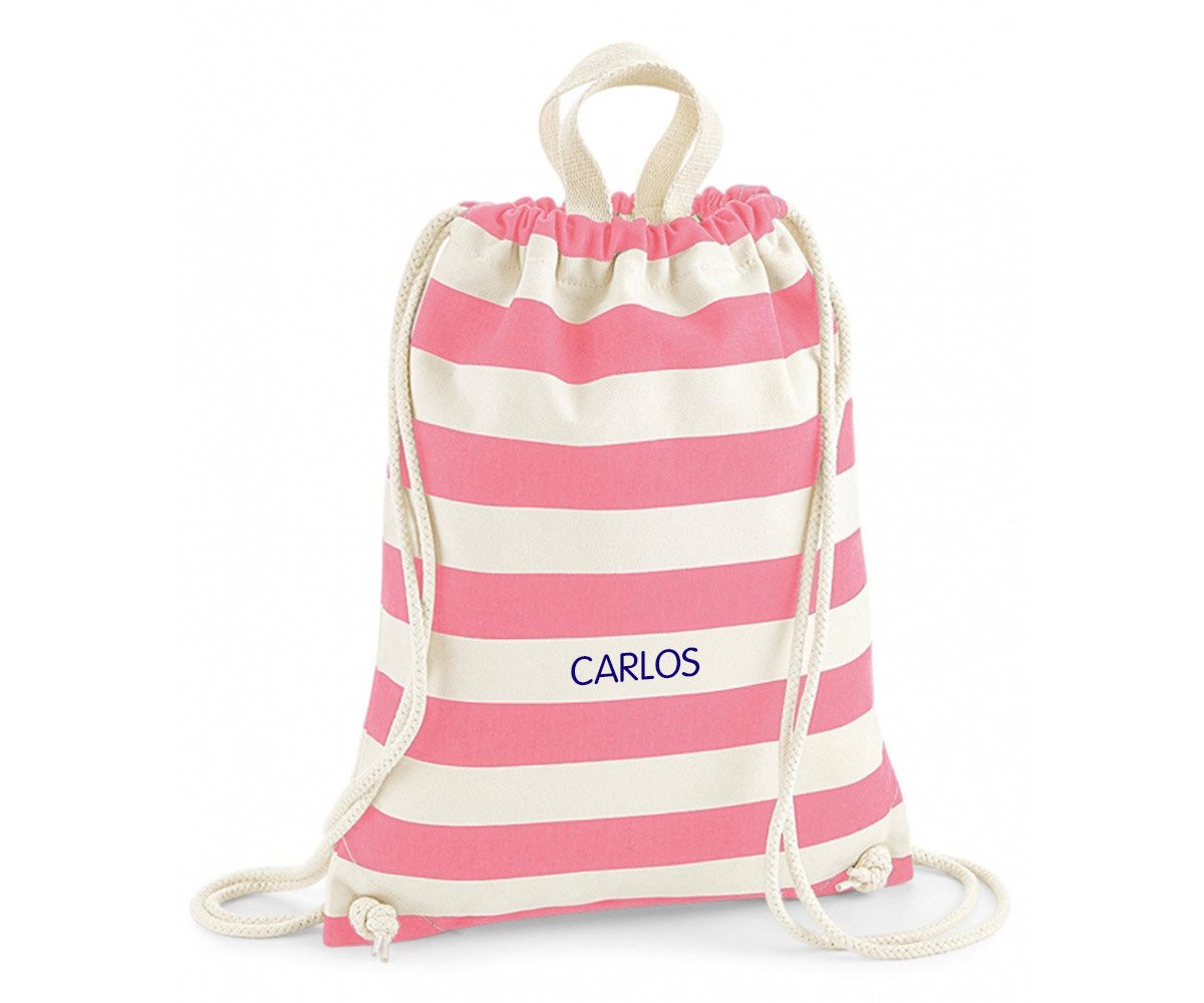 Mochila Saco Nautical Natural-Pink Personalizable