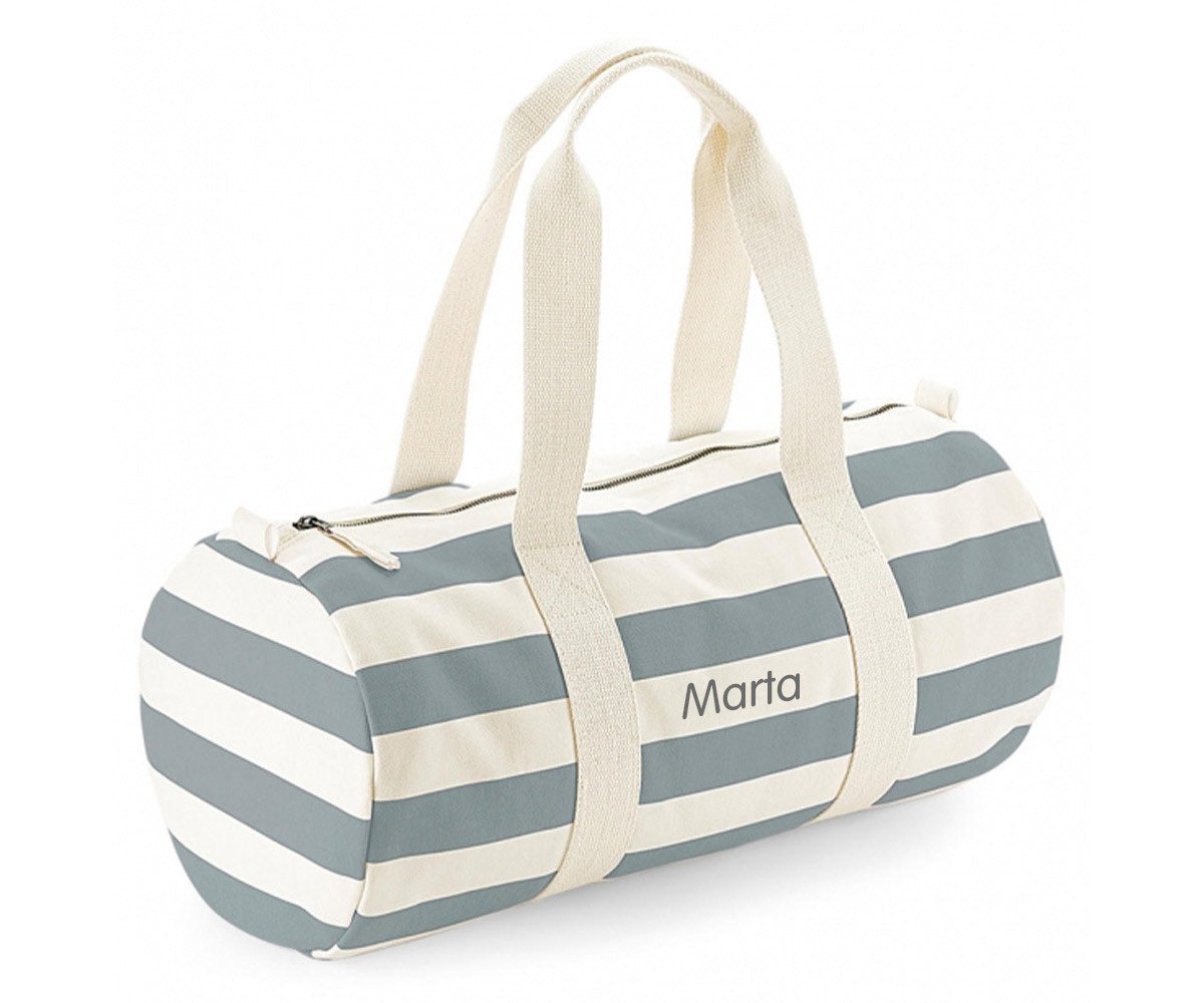 Bolsa Desportiva à riscas Personalizada Natural-Grey