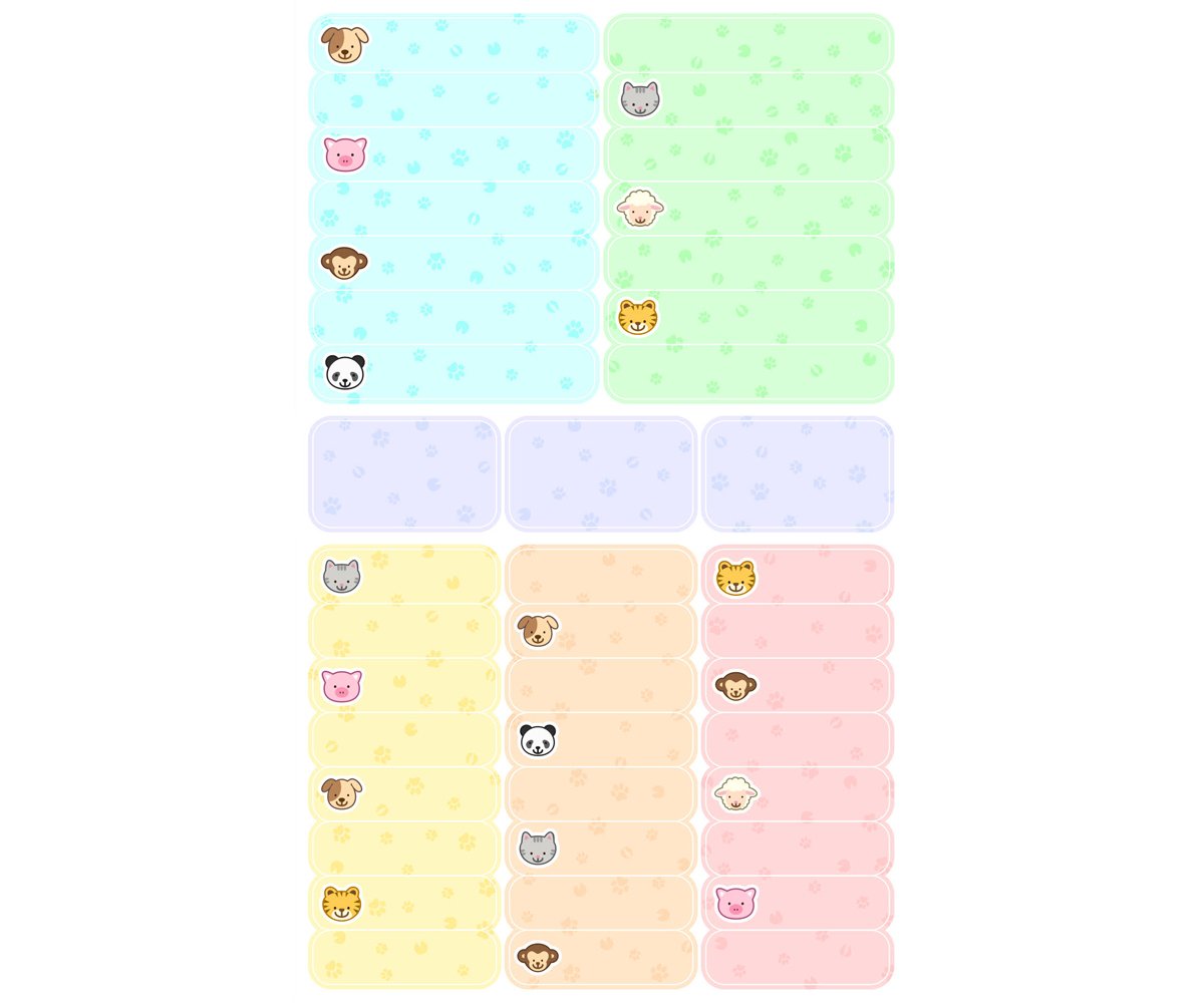 40 Étiquettes pour Vêtements « Écrit ton texte » Animaux