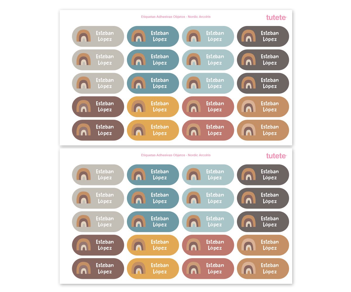40 Stickers for Objects - Nordic Retro Rainbow