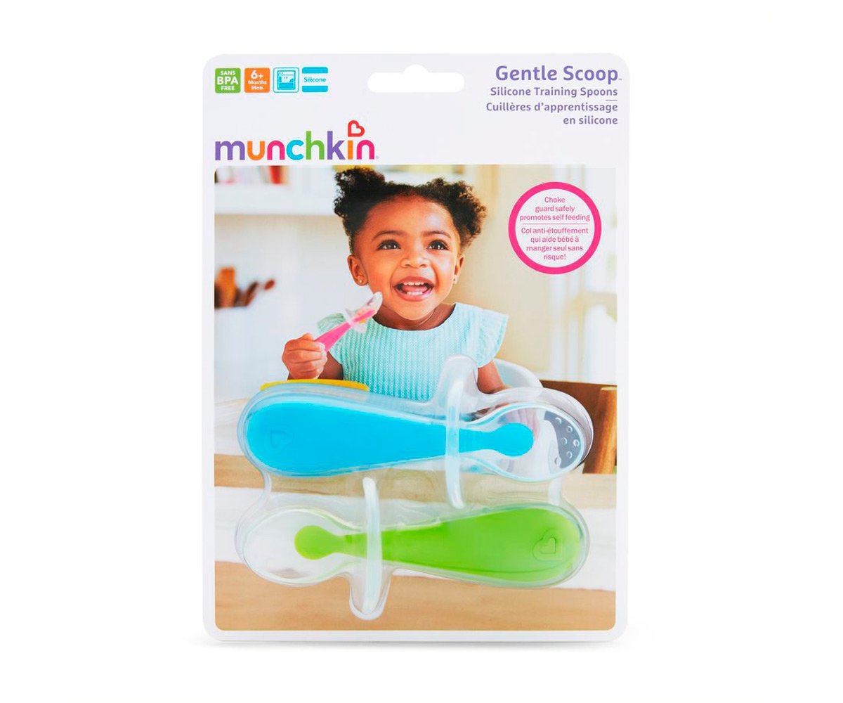2 Cucharas Silicona Aprendizaje Gentle Verde/Azul