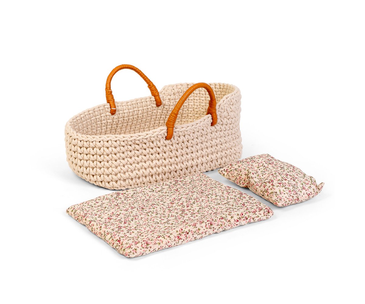 Capazo Moisés Mediano Croché para Muñecas