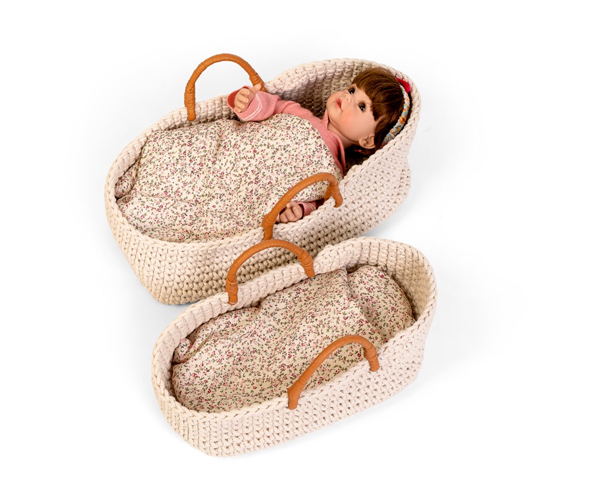 Capazo Moisés Mediano Croché para Muñecas