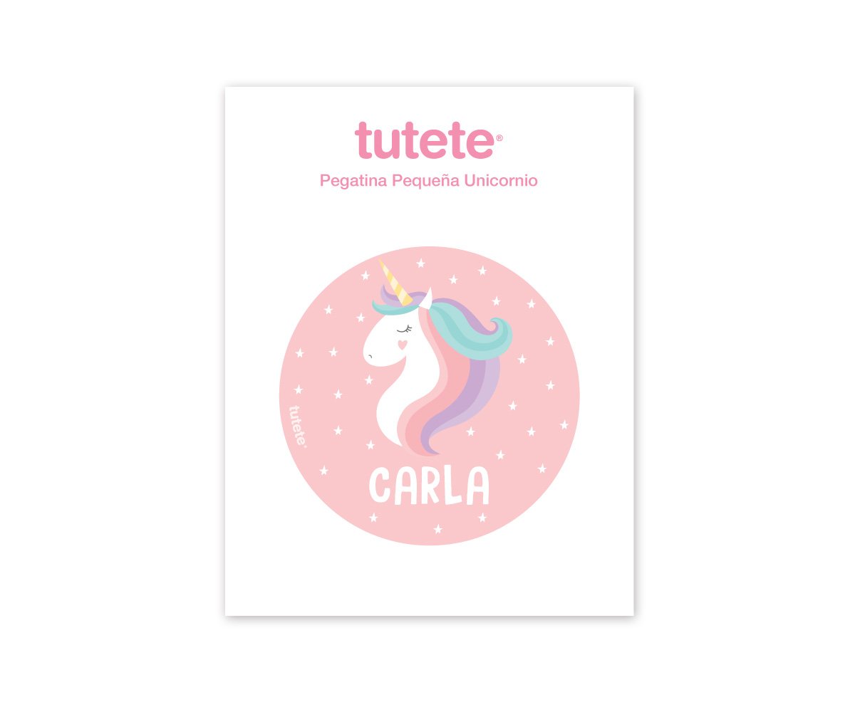 Pegatina Pequeña Unicornio para Botella y Cajas Almuerzo