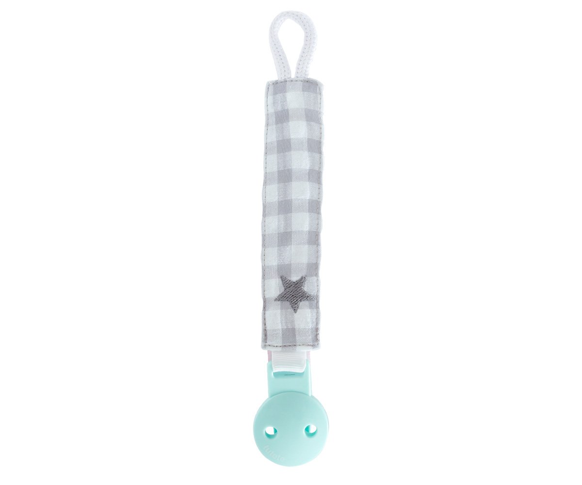 Sujetachupetes Personalizado Vichy Star Gris