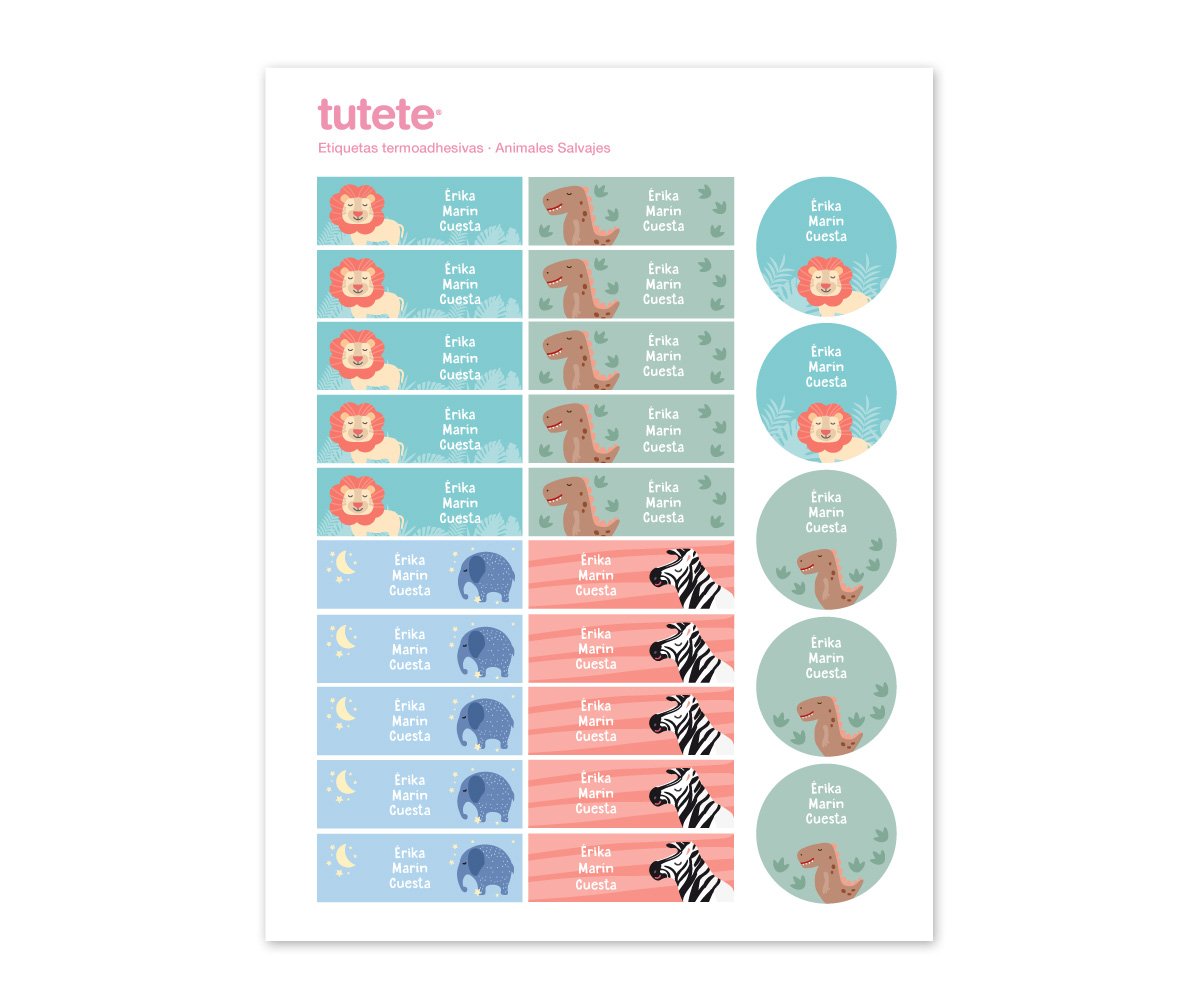 Pack Combinado Etiquetas Termo-adesivas e Autocolantes Animais Selvagens