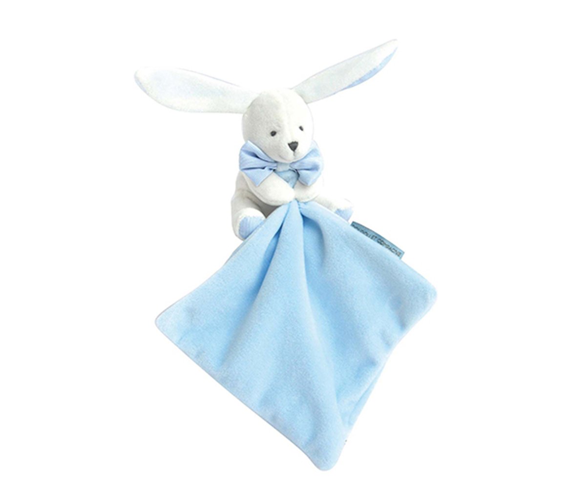 Doudou Conejito Azul Personalizable en Cajita Floral