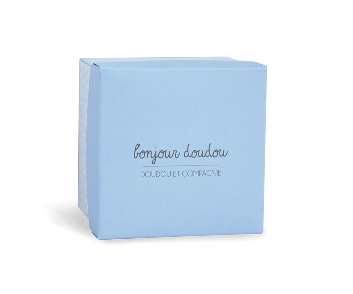 Doudou Conejito Azul Personalizable en Cajita Floral
