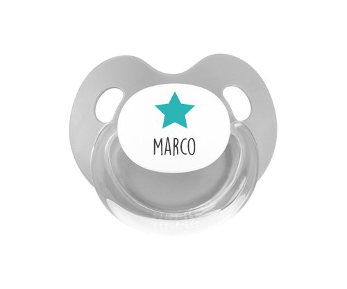 Chupete Personalizado Retro Gris Estrella