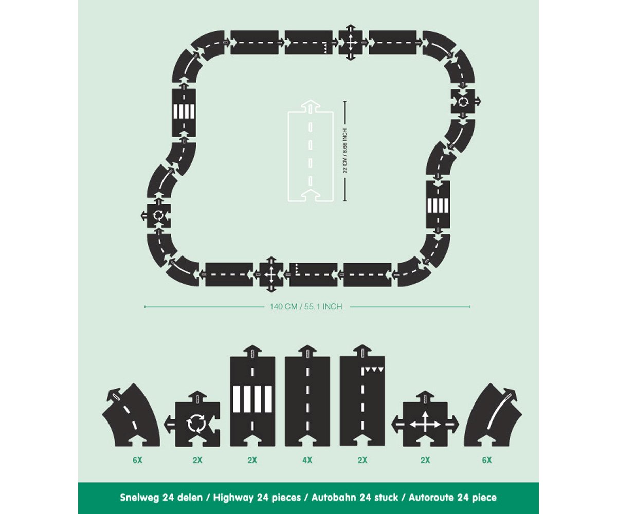 Pista Macchinine Flessibile 24 Pz.