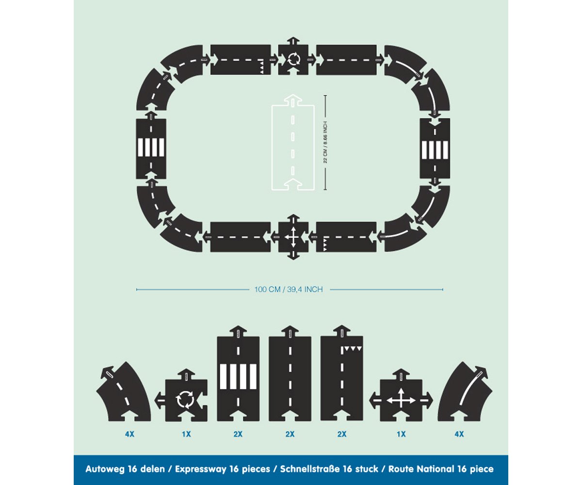 Pista Macchinine Flessibile 16 Pz.